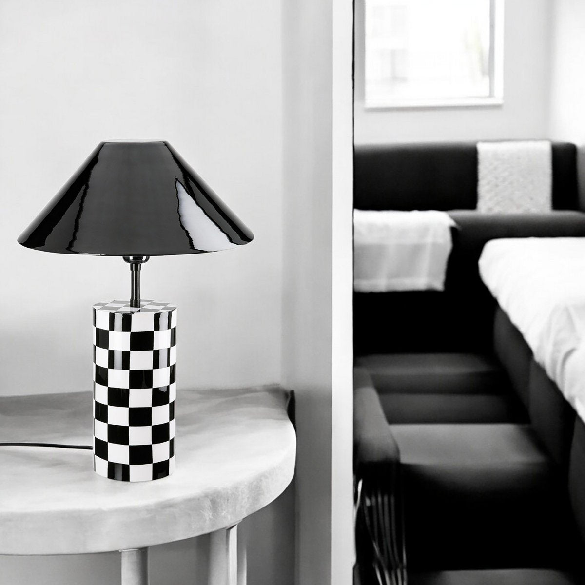 Lampe de Bureau Design Damier Noir&Blanc