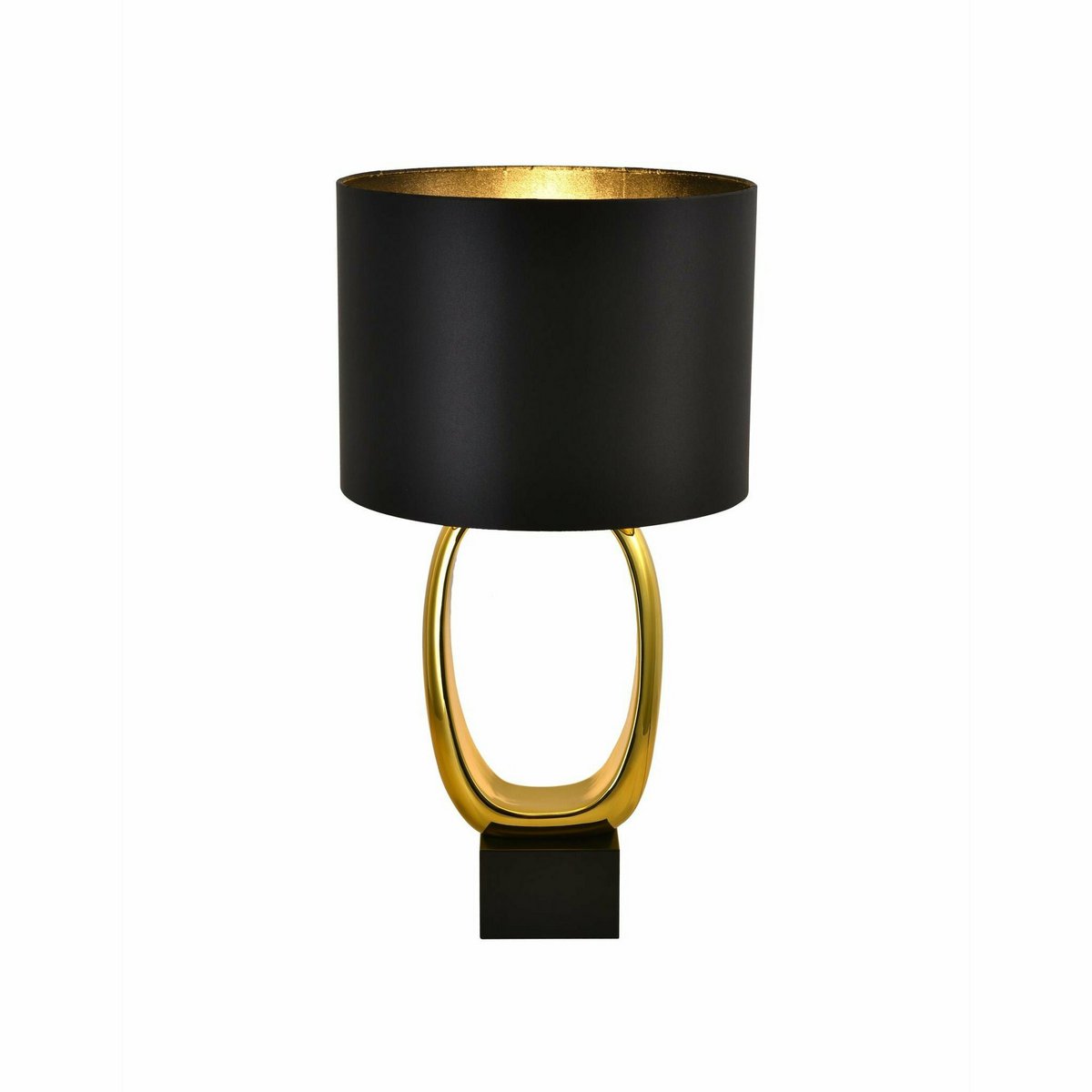 Lampe de chevet Design Doré avec Abat-Jour Noir Satiné