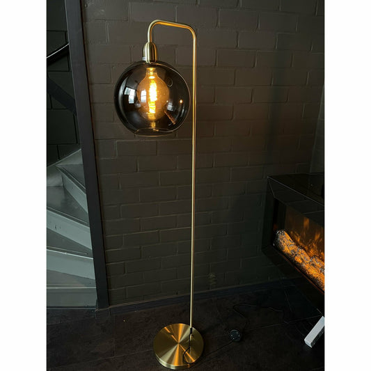 Lampe de Salon sur pied Doré en Verre Fumé