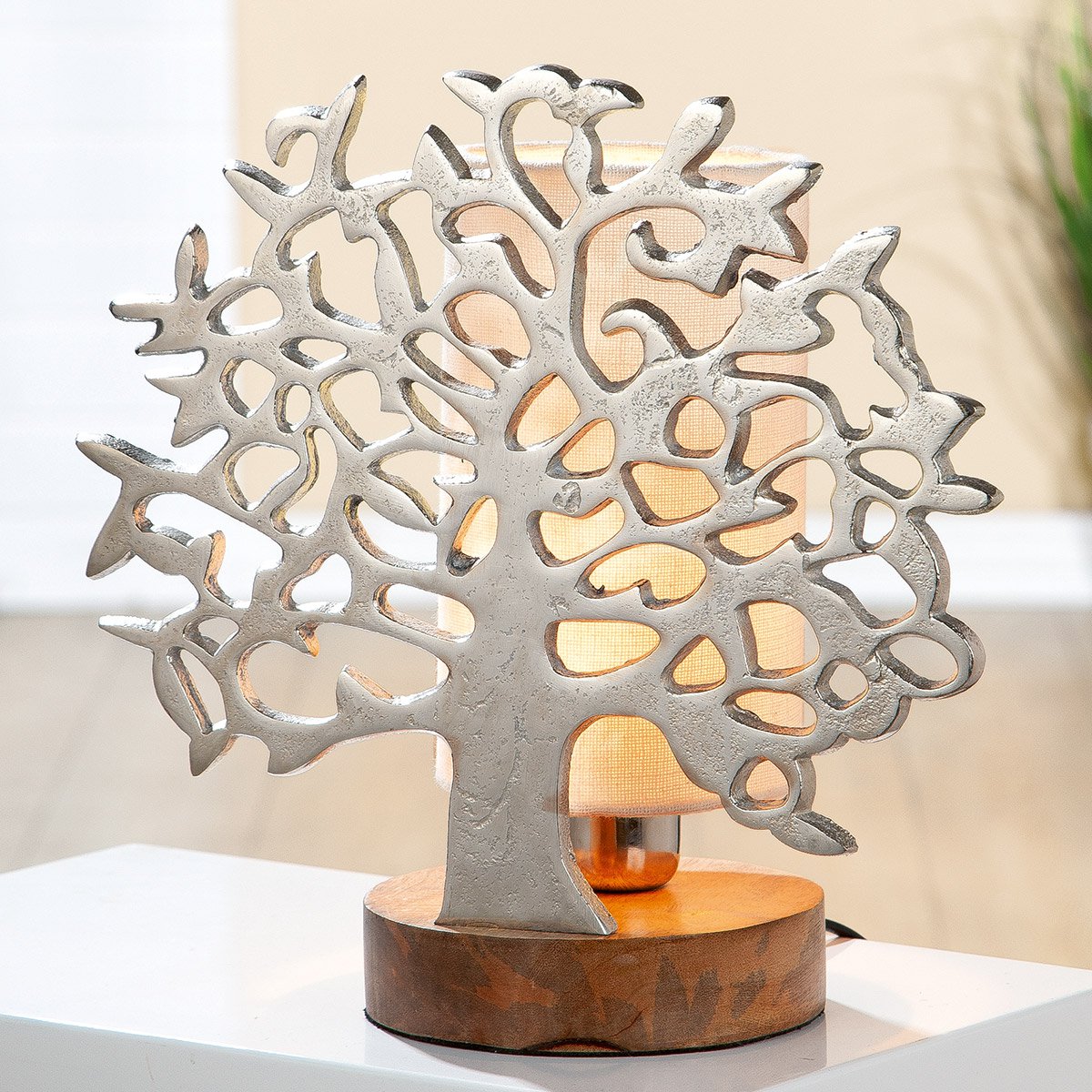 Lampe en Bureau Design Bois "Arbre de Vie"