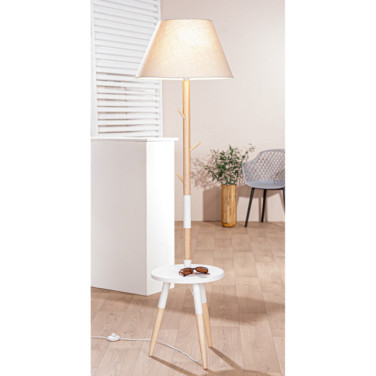 Lampe sur Pied Halogène "Haderup" Bois